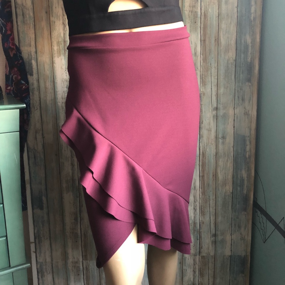 Long feathered pencil skirt